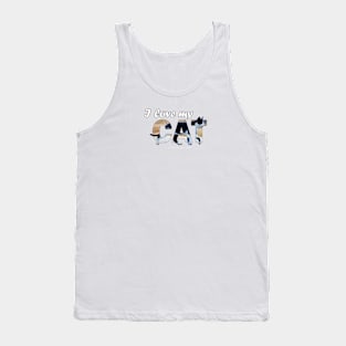 I love my cat - black and white cat oil painting word art Tank Top